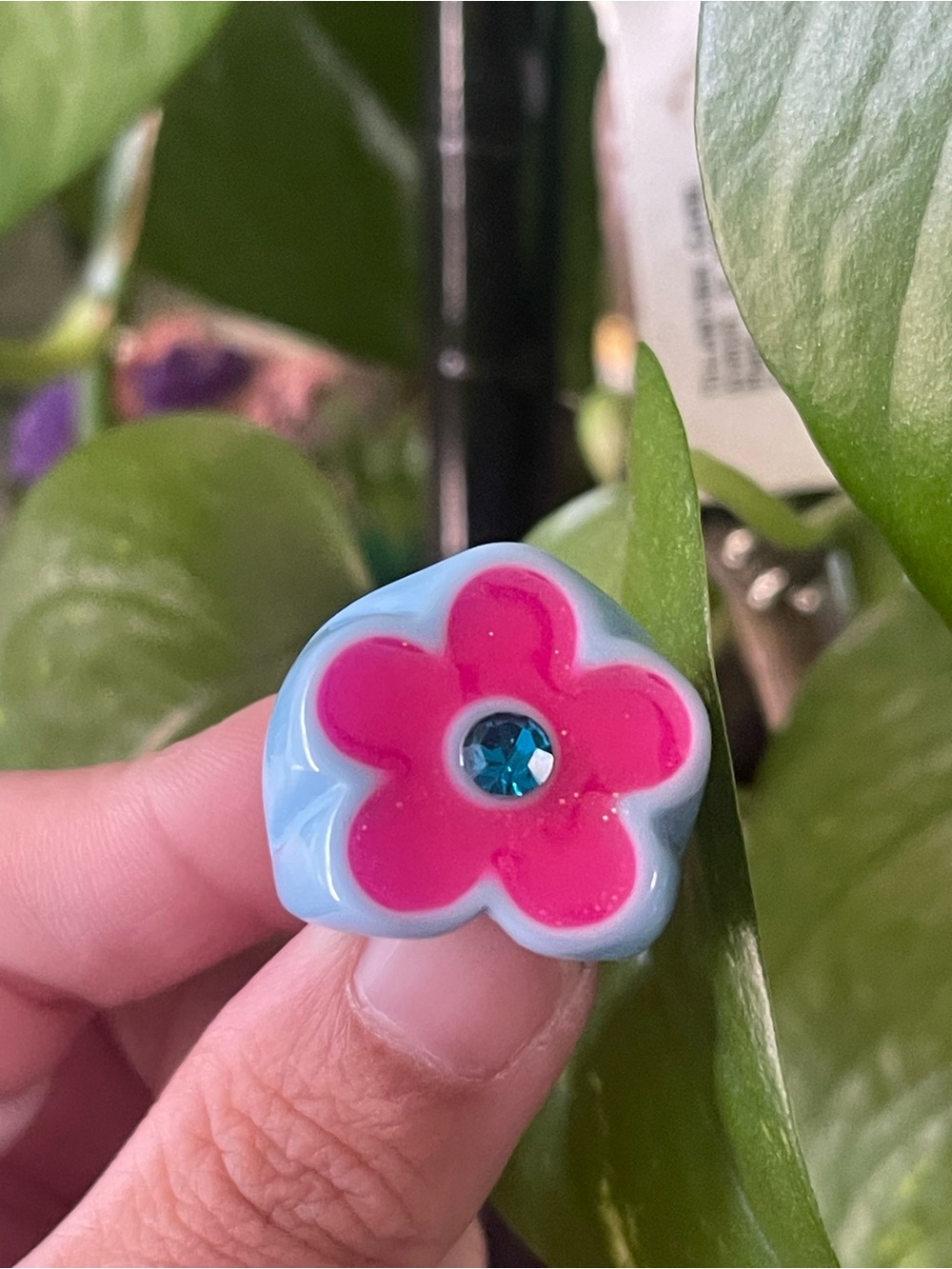 Playful Floral Blue Flower Ring